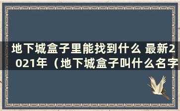 地下城盒子里能找到什么 最新2021年（地下城盒子叫什么名字）